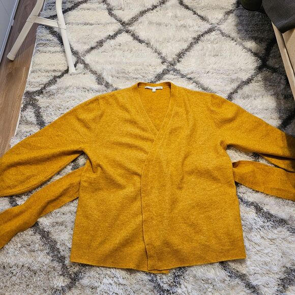 VERONICA BEARD Estella Cardigan Belted Yellow Sweater Baby Alpaca Blend Size M - Picture 12 of 14